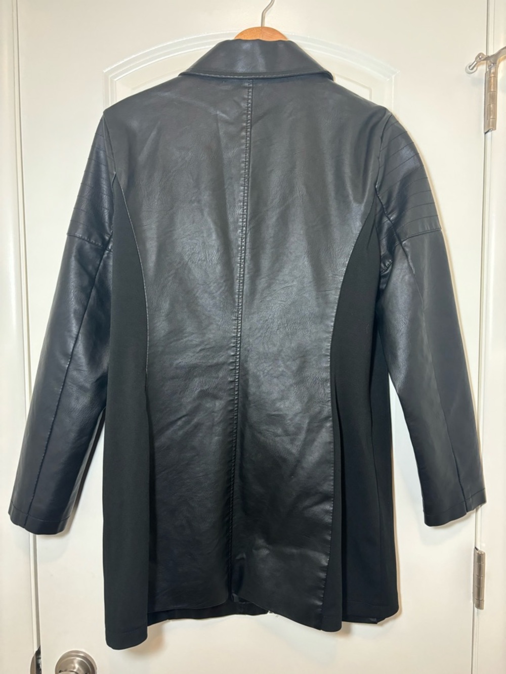 Baccini Black Faux Leather & Stretch Panel Zip-Front Jacket - Picture 2 of 3